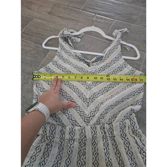 Women's 4OUR Dreamers Linen Blend‎ Romper Off White Beige Gold Black Boho Stripe - Picture 5 of 11